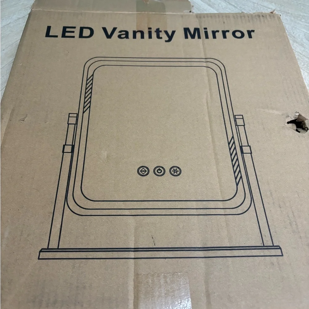 LED Lighted Vanity Mirror with Phone Holder - White